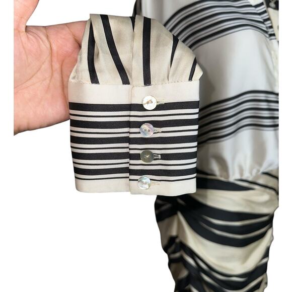 L'Academia Striped Kamile Asymmetrical Side Knot Satin Mini Dress Size Medium - Picture 9 of 12